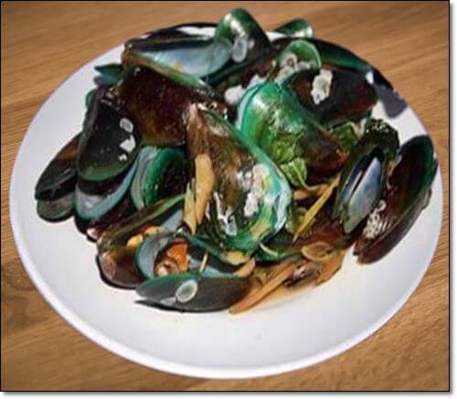 초록잎홍합 음식