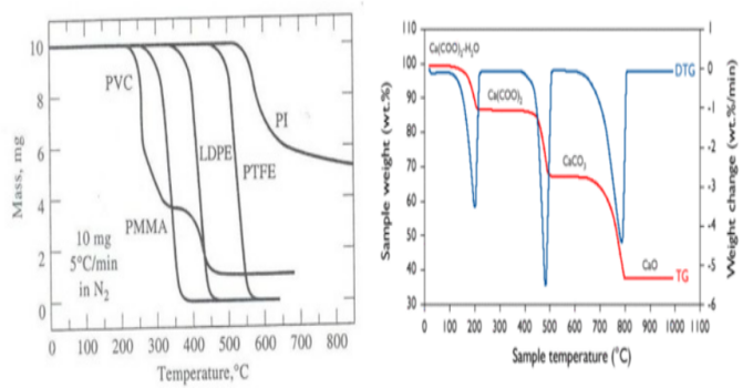 TGA 기기분석 그래프 예시