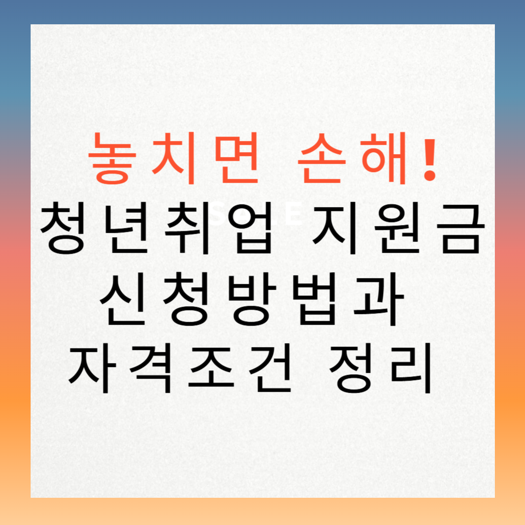 놓치면 손해! 2025 청년취업 지원금 신청방법과 자격조건 정리