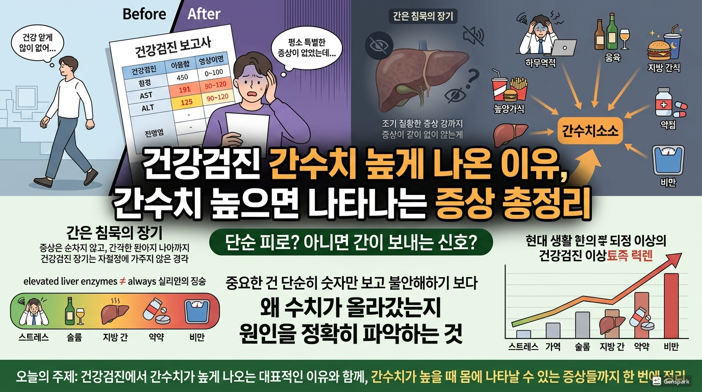 건강검진 간수치 높게 나온 이유, 간수치 높으면 나타나는 증상 총정리