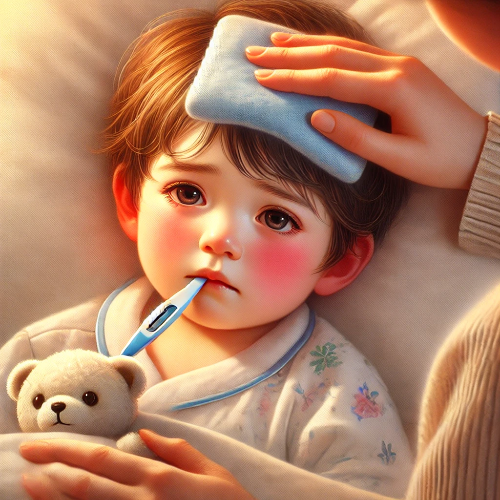 열이 나는 아이 이미지