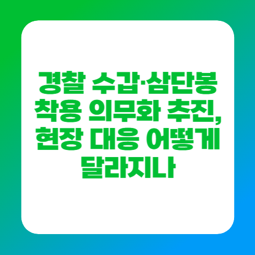 경찰 수갑·삼단봉 착용 의무화 추진, 현장 대응 어떻게 달라지나