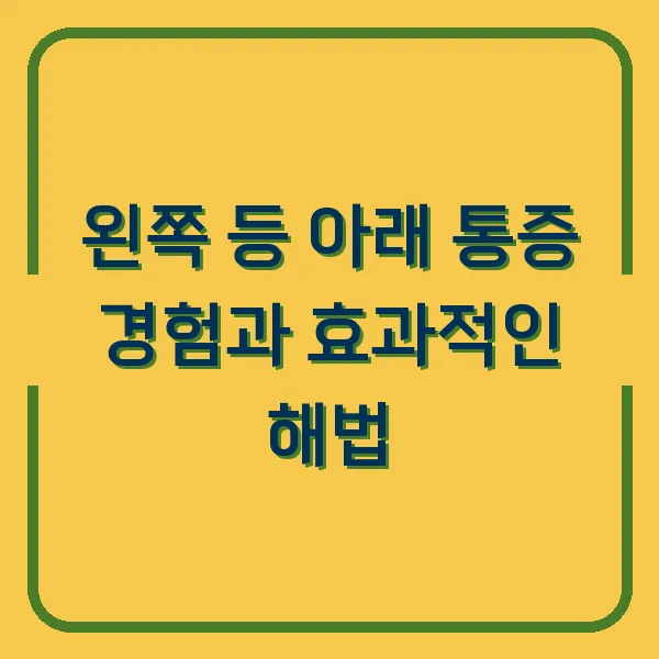 왼쪽 등 아래 통증 경험과 효과적인 해법