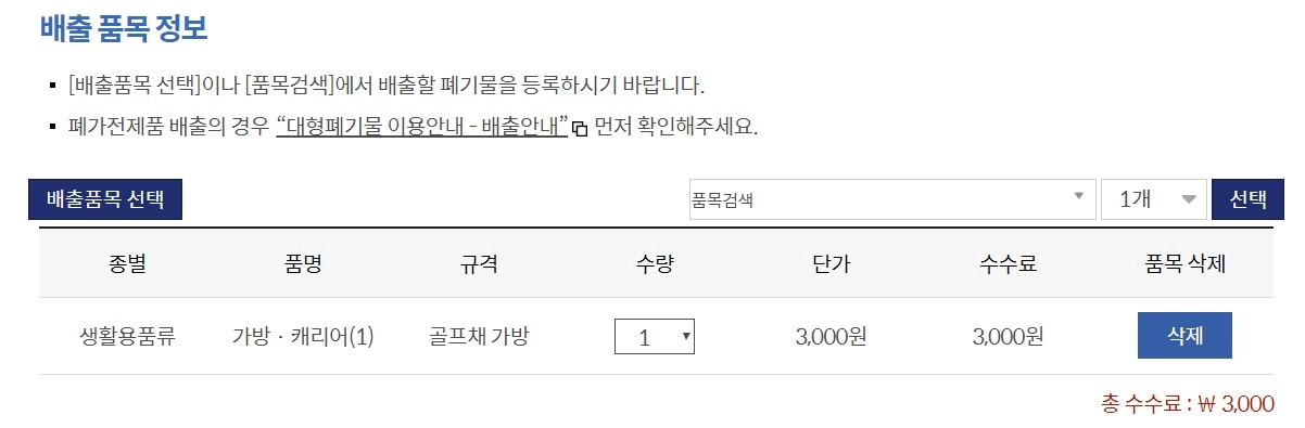 배출품목
