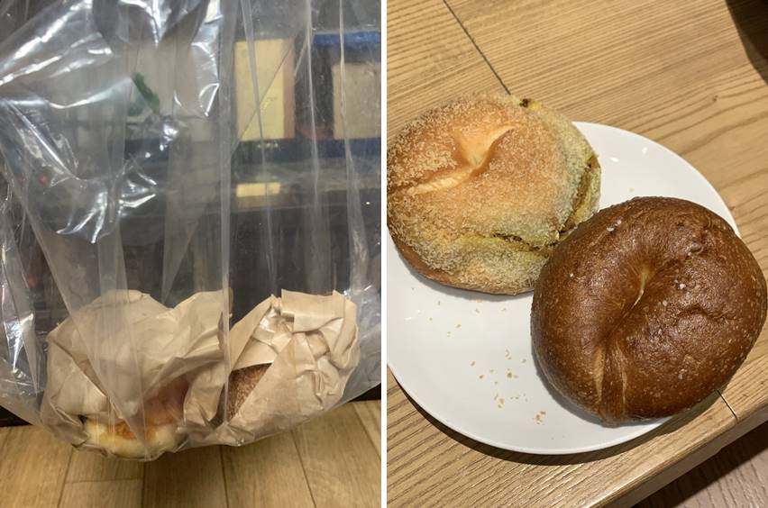 베이글 포장 및 베이글 모습