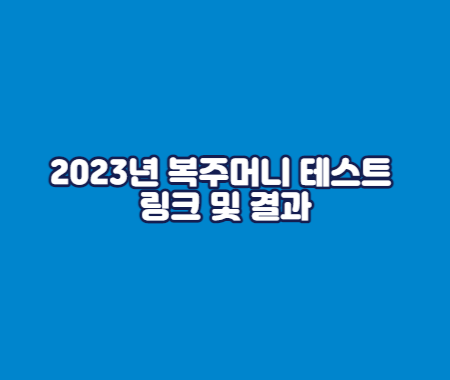 2023년 복주머니 테스트 링크 및 결과