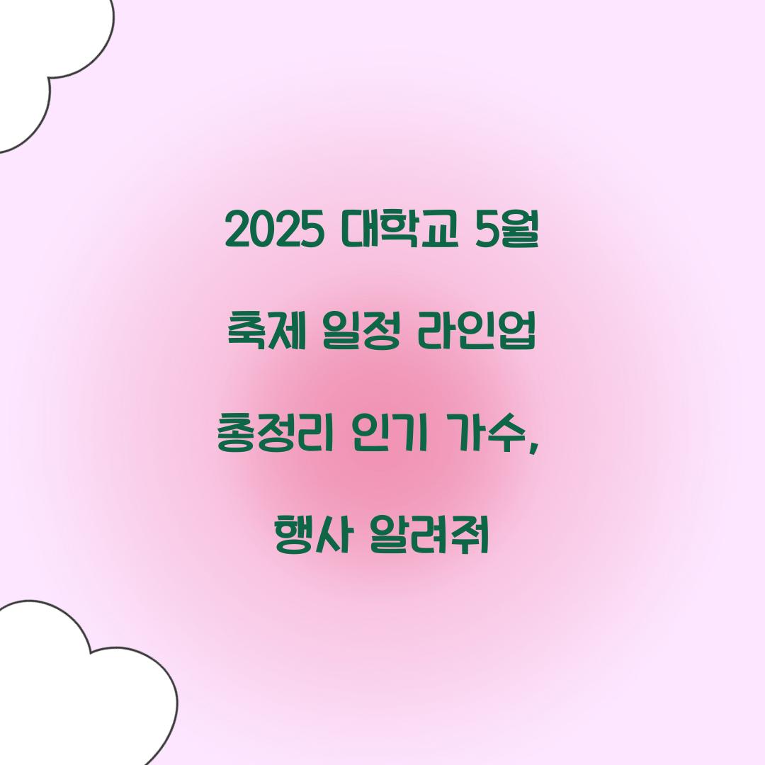 2025 대학교 5월 축제 일정 라인업