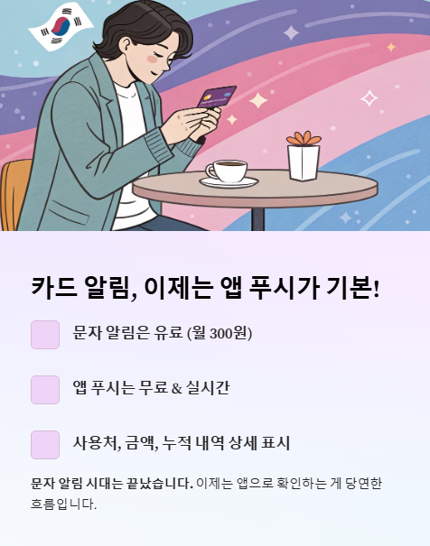 카드 알림 이제는 앱 푸시가 기본