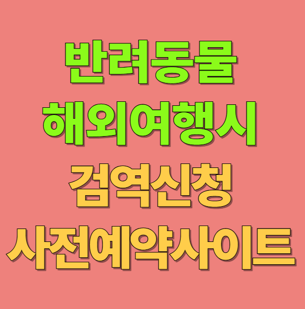 반려동물 동반 해외여행 시 검역 사전 예약 신청 사이트 준비 서류