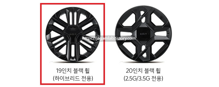 2026 K8 시그니처 블랙 전용 19인치, 20인치 블랙 휠 디자인