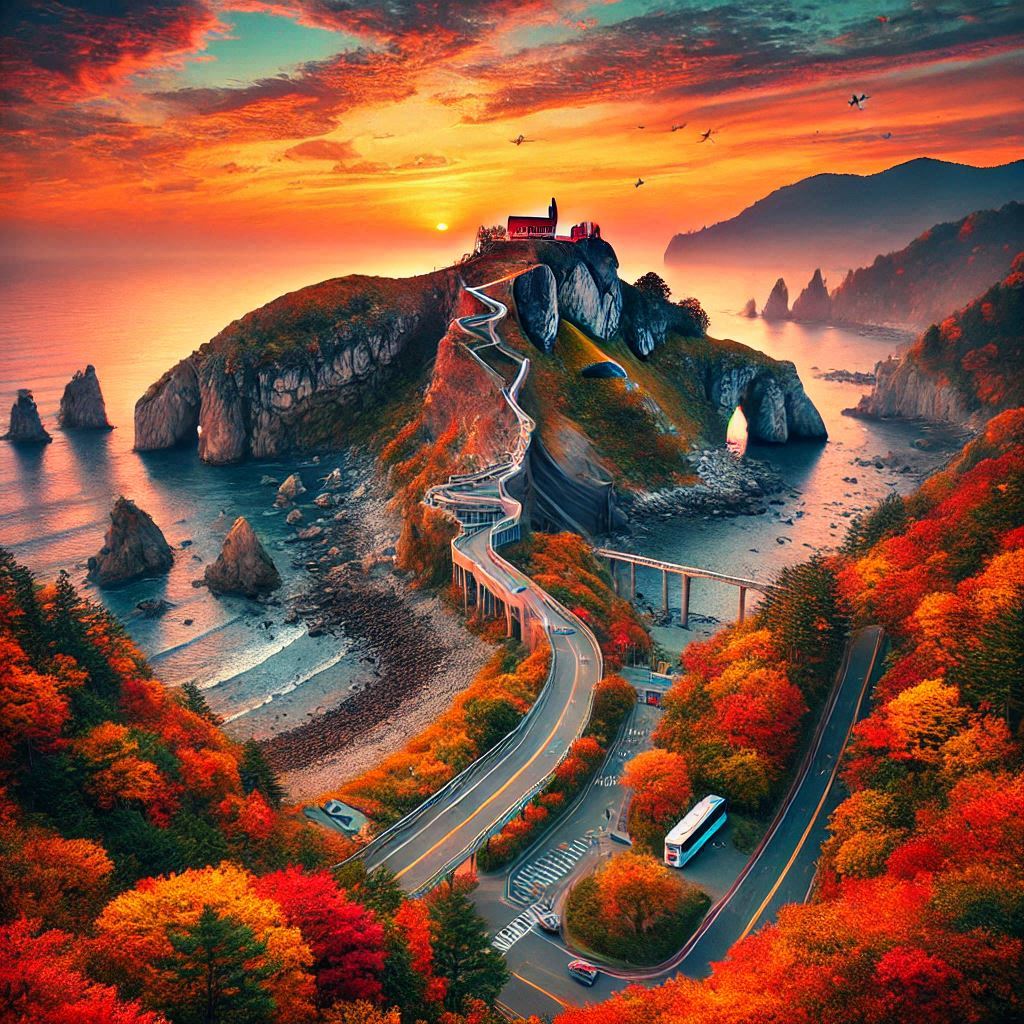 Early autumn scenery of Oseosan on the west coast of Chungcheong Province