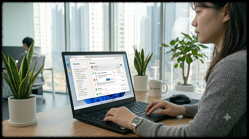Microsoft Edge 확장 프로그램을 관리하는 모습