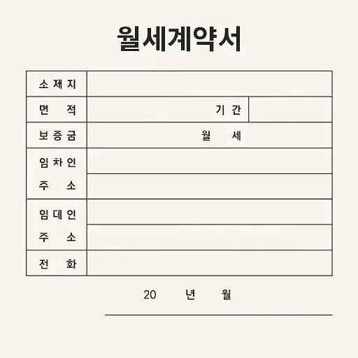 월세계약서 양식 무료 다운로드