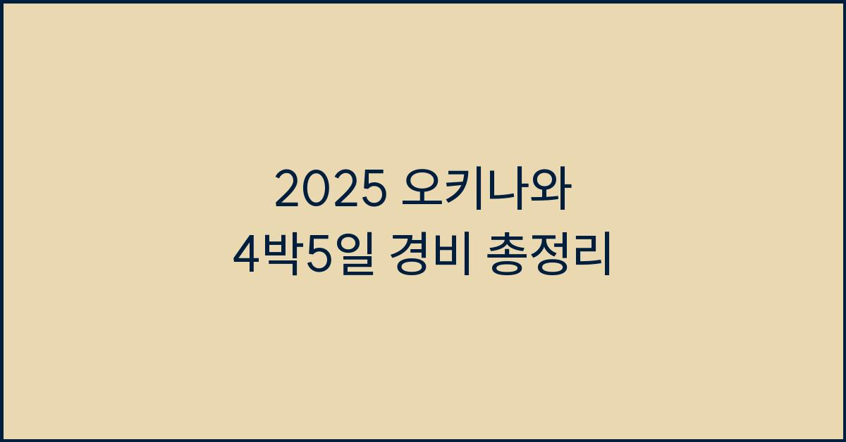 2025 오키나와 4박5일 경비