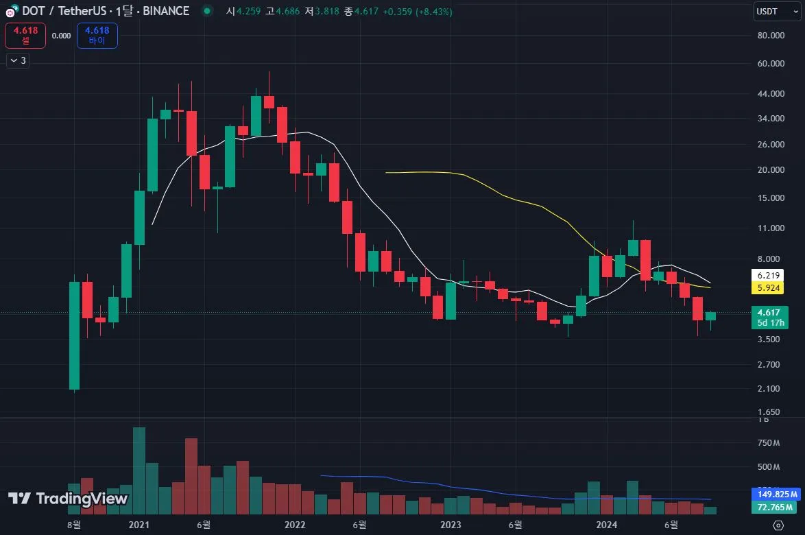 폴카닷코인-차트-월봉