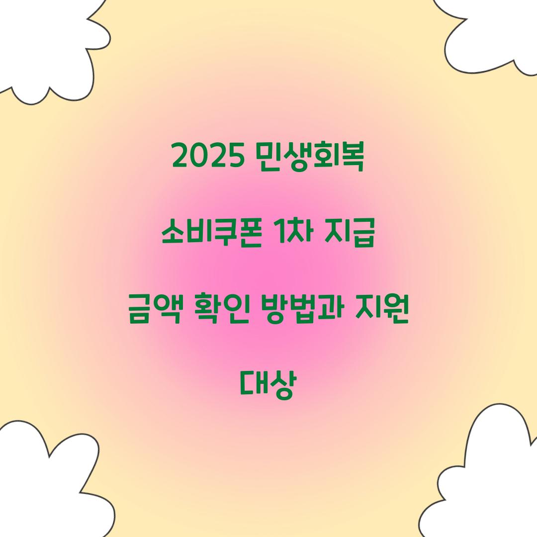 2025 민생회복 소비쿠폰 1차 지급 금액