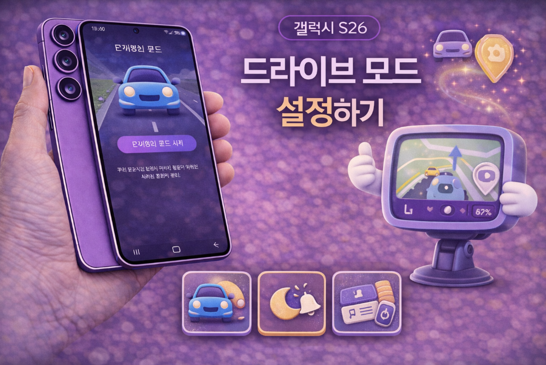갤럭시 S26 드라이브 모드 설정하고 사용하는 방법 설명 이미지