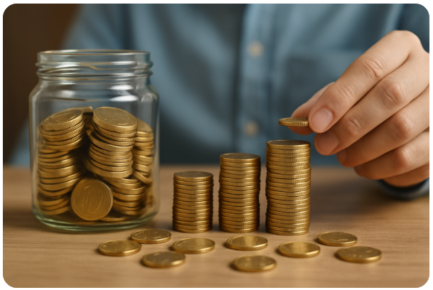 씨드머니를 쌓는 금화 이미지