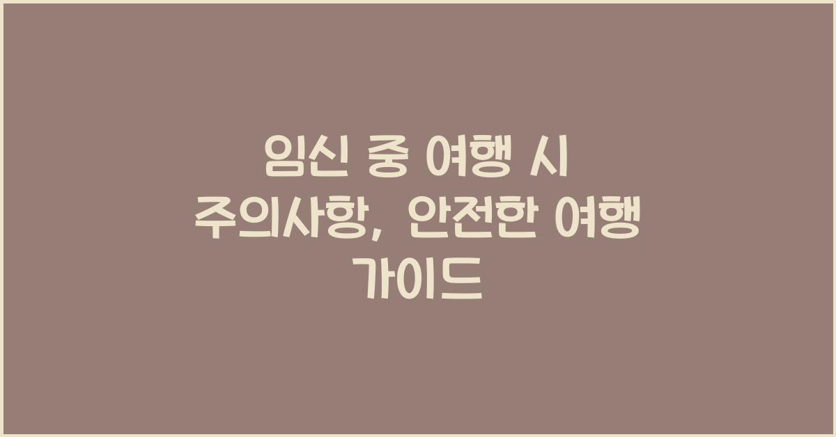 임신 중 여행 시 주의사항