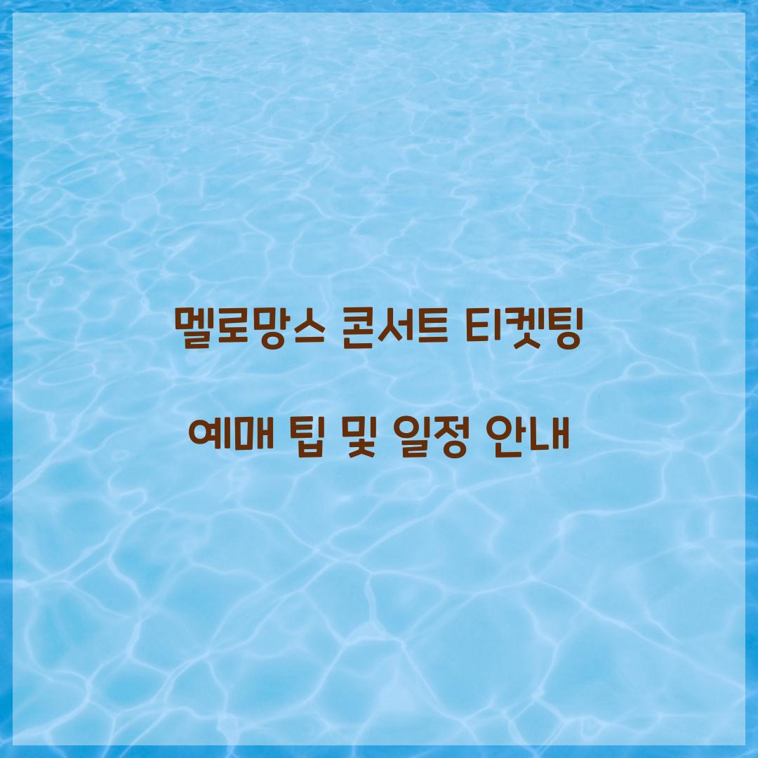 멜로망스 콘서트 티켓팅