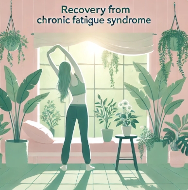 만성 피로 회복을 상징하는 건강하고 긍정적인 장면