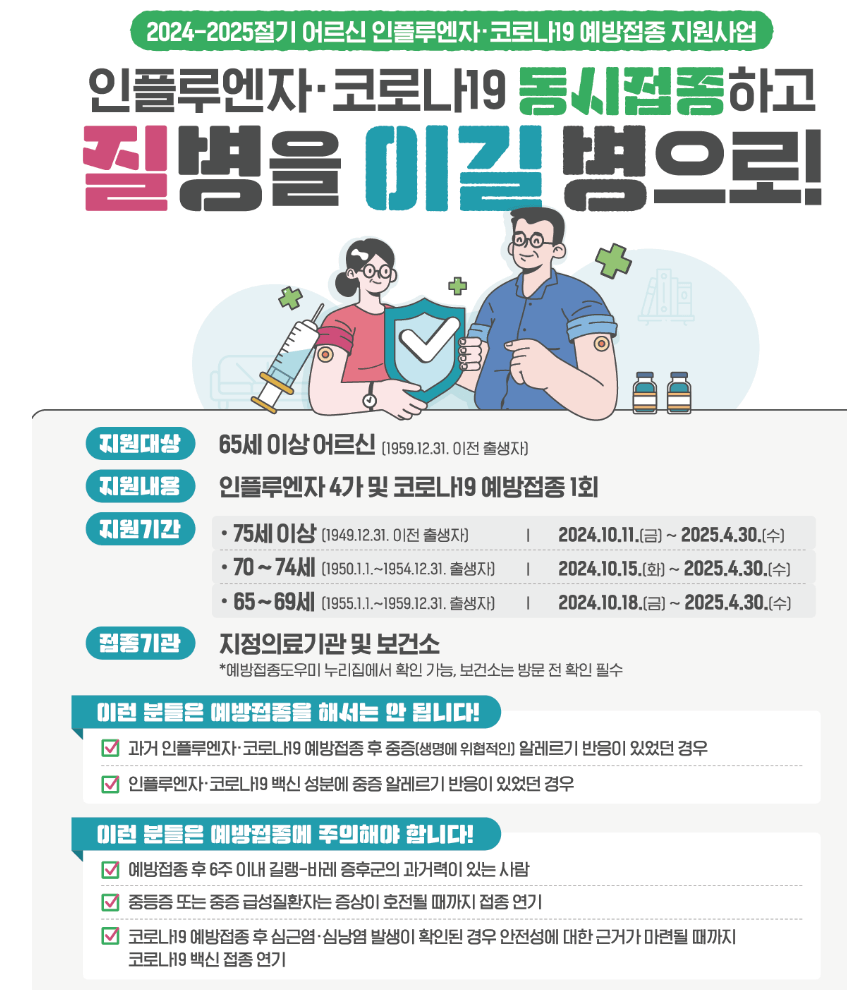 2024년 독감 예방 접종 시기 및 대상자