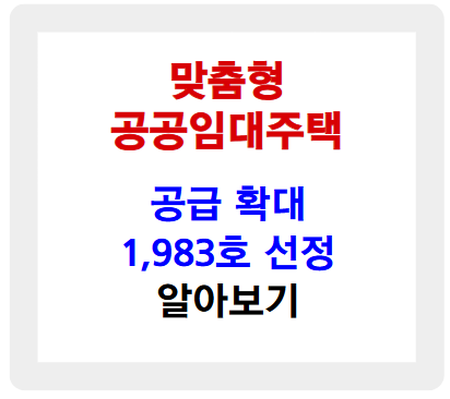 맞춤형 공공임대주택, 11곳 1,983호 선정 공급