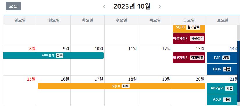 데이터자격검정 시험 일정표