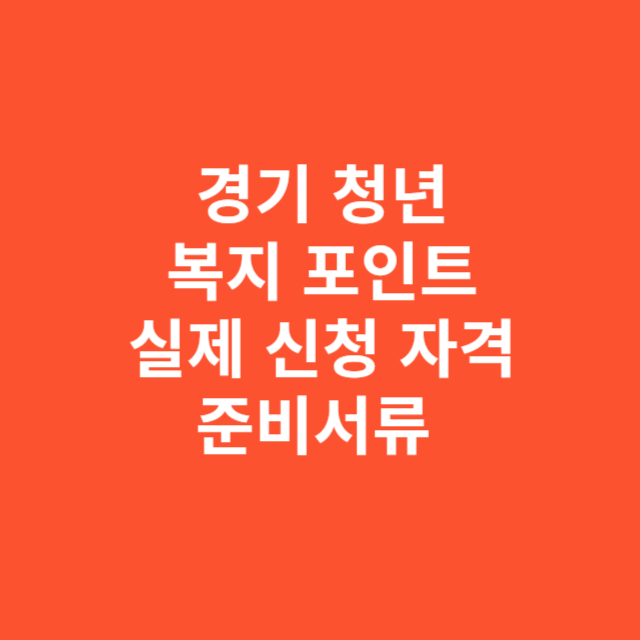 경기 청년 복지 포인트, 실제 신청 자격과 준비서류 경험담