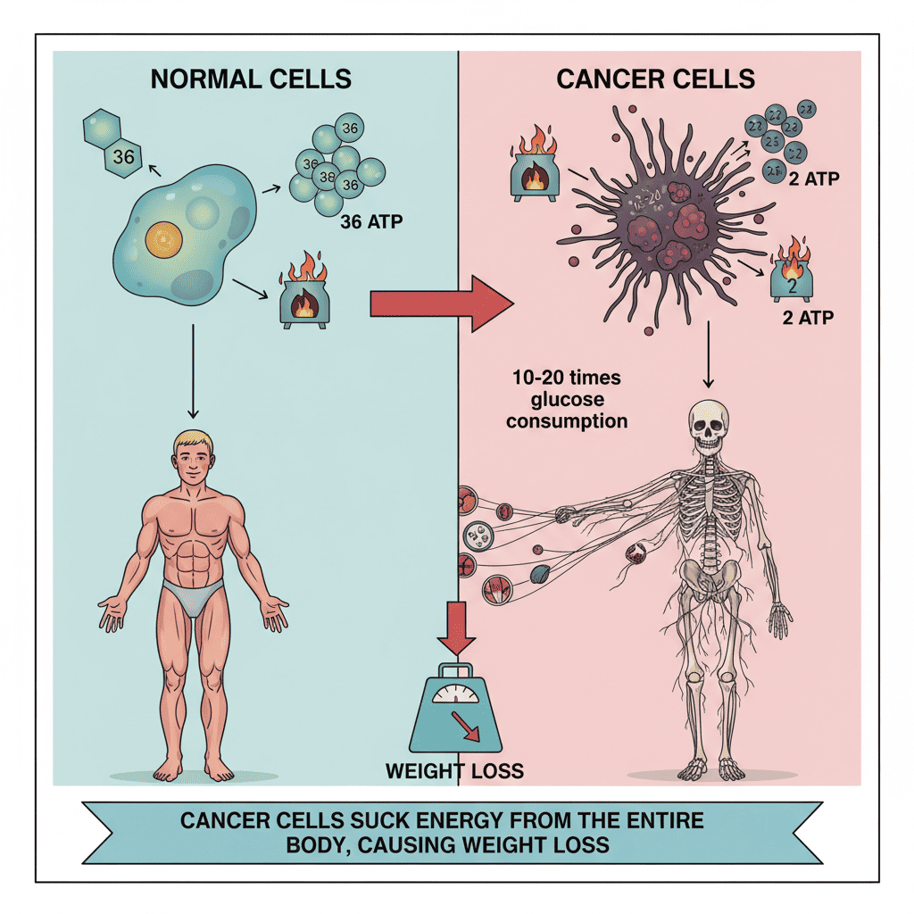 암세포가 몸 전체 에너지를 빨아들여 체중 감소를 유발