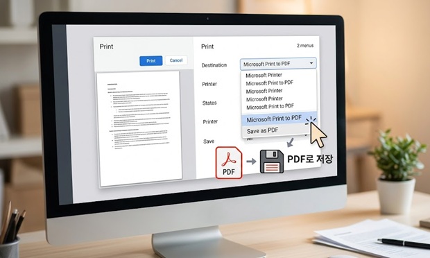 정부24 문서 출력 프린터 설정 PDF 저장 방법