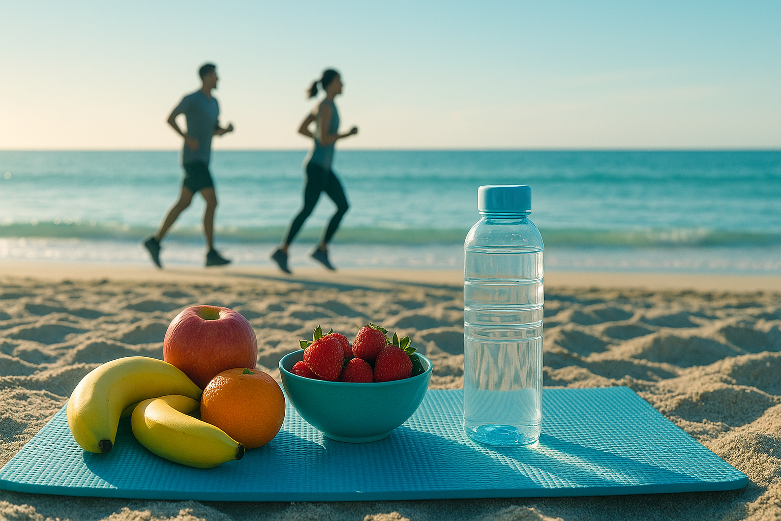 여름 해변에서 건강한 다이어트를 실천하는 모습