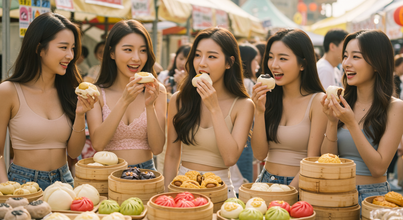 찐빵축제에 참여한 여자들