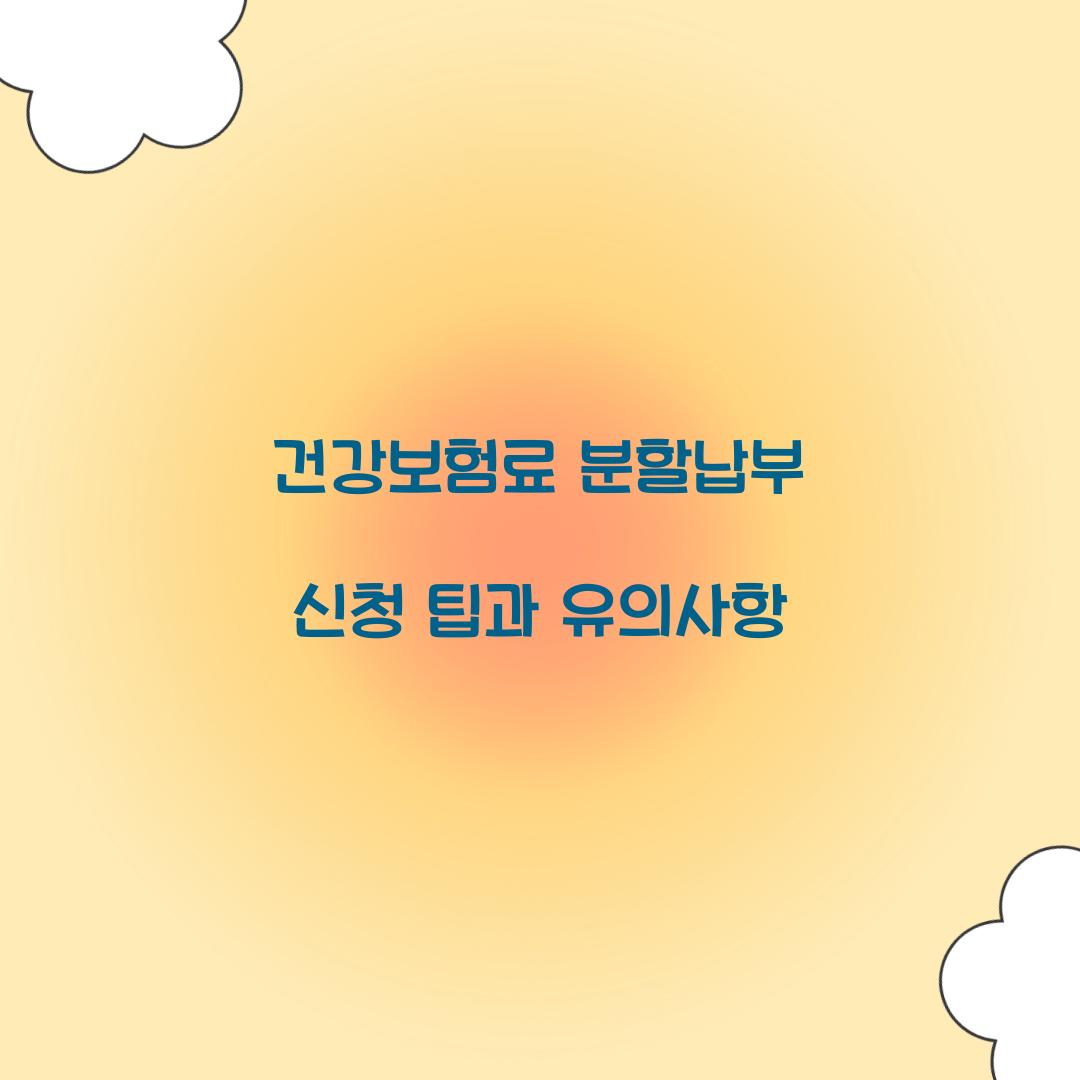 건강보험료 분할납부 신청