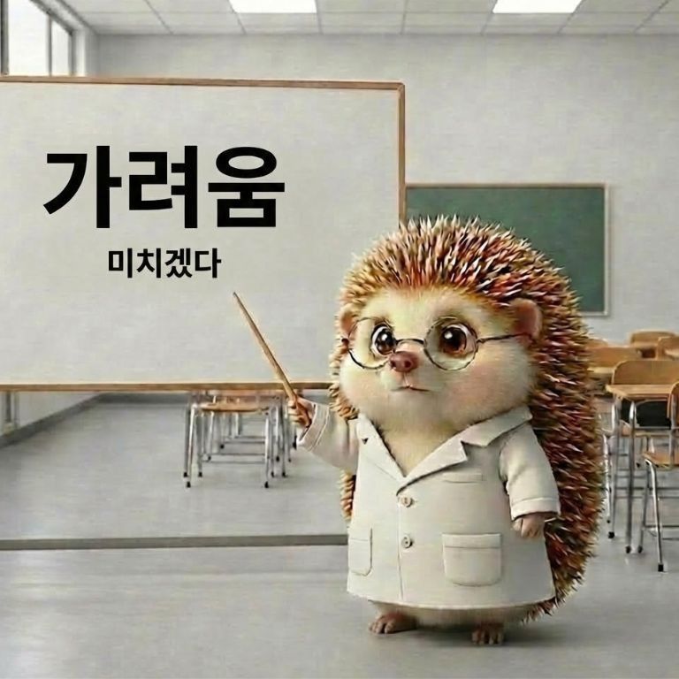 가려움때문에 미치겠다고 하는 이들에 대한 강의를 하고 있는 의사가운 입은 도치씨 모습