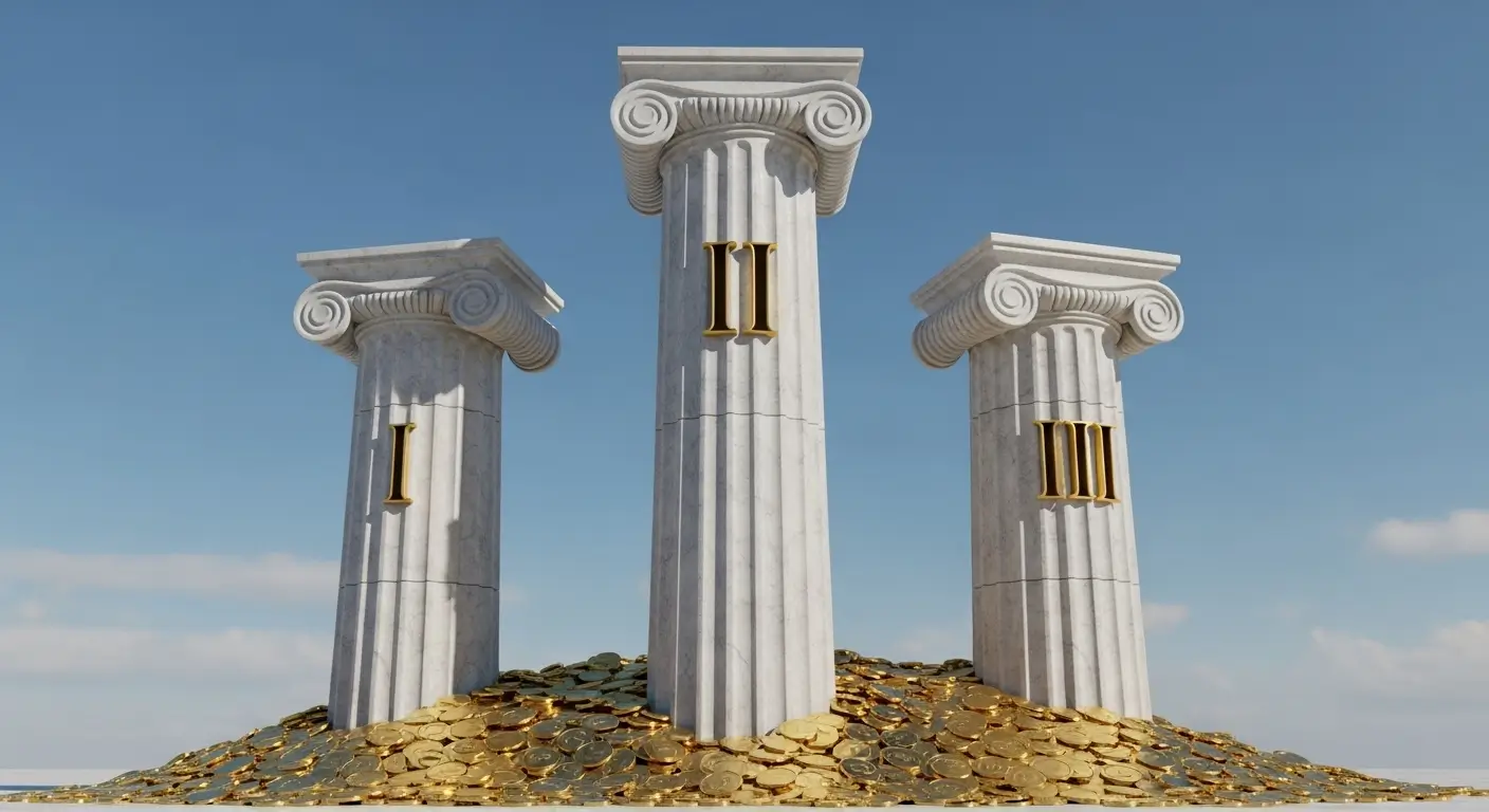 리드코프, 태강대부 등 메이저 3대 대부업체를 상징하는 3개의 튼튼한 기둥 이미지