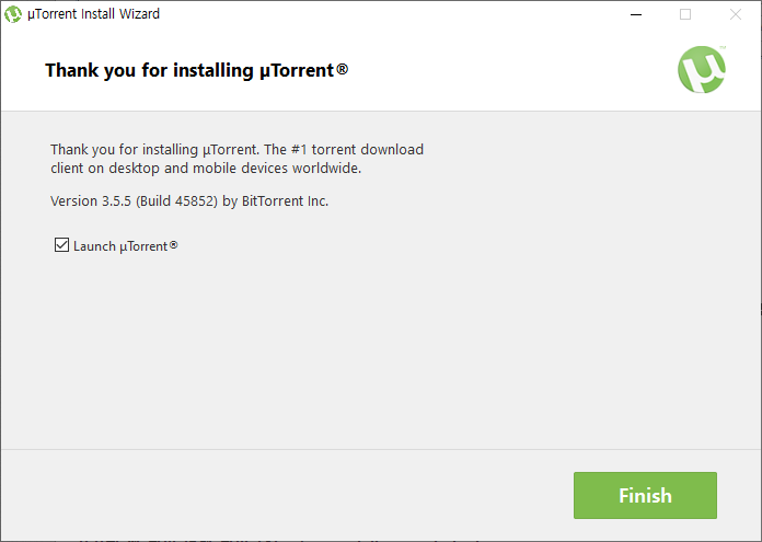 유토렌트 설치 마무리