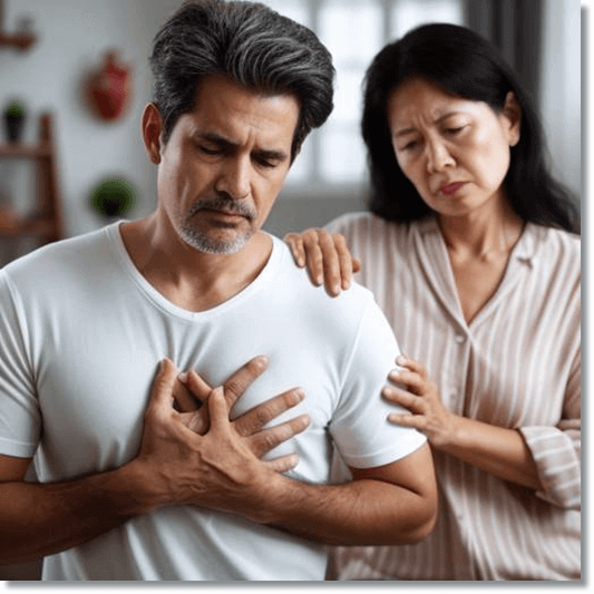 대동맥박리 증상으로 흉통이 심한 중년 남성