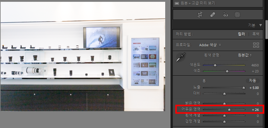 캐논 EOS RP, EOS R, EOS R, EOS R6 암부 복원 능력 테스트