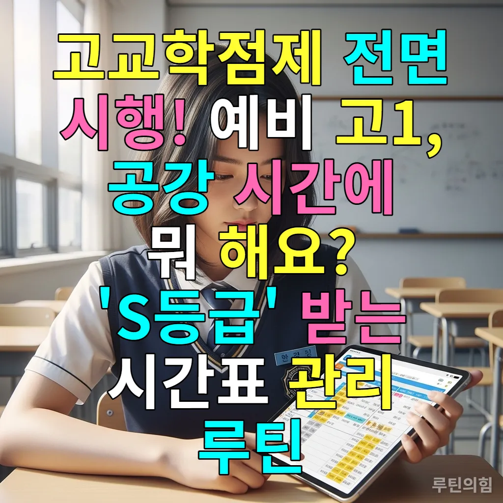 2026년 고교학점제 시행으로 태블릿 PC를 이용해 자신만의 시간표를 확인하고 있는 한국 고등학생의 모습