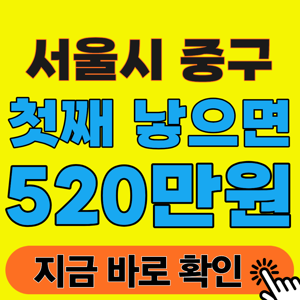 첫째만 낳아도 520만 원 받는 법! 2026 서울 중구 출산지원금 총정리