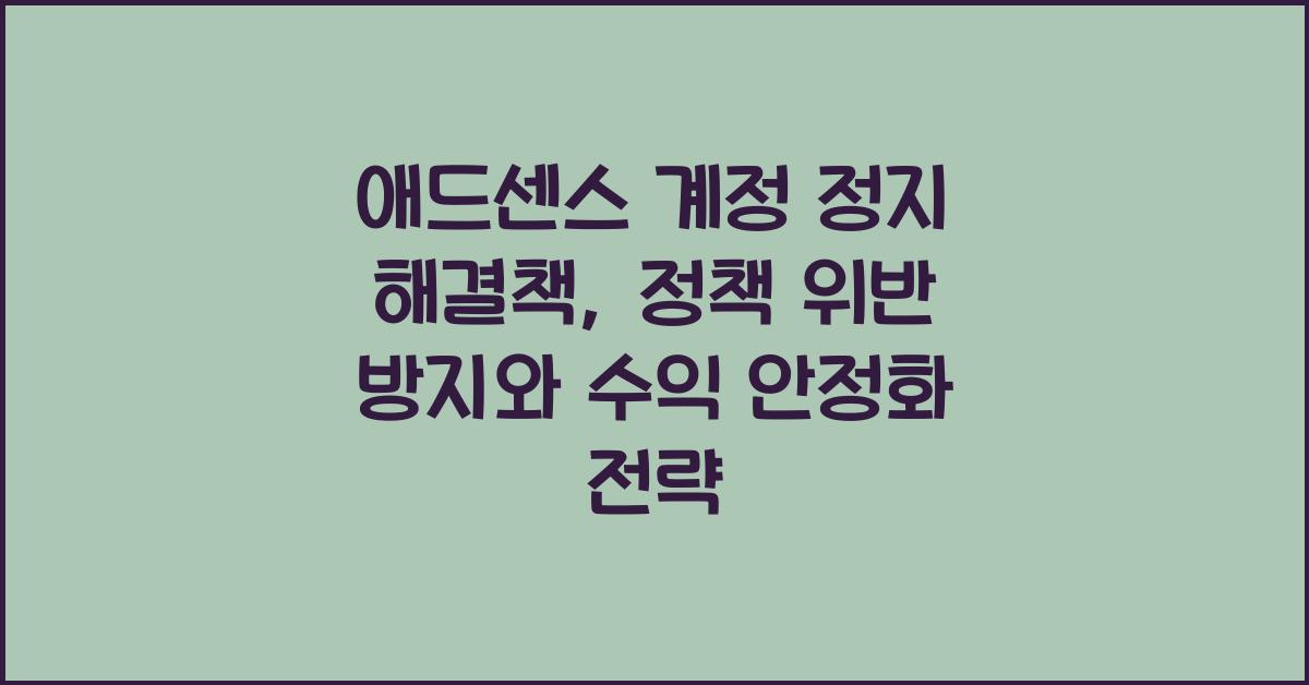 애드센스 계정 정지 해결책  