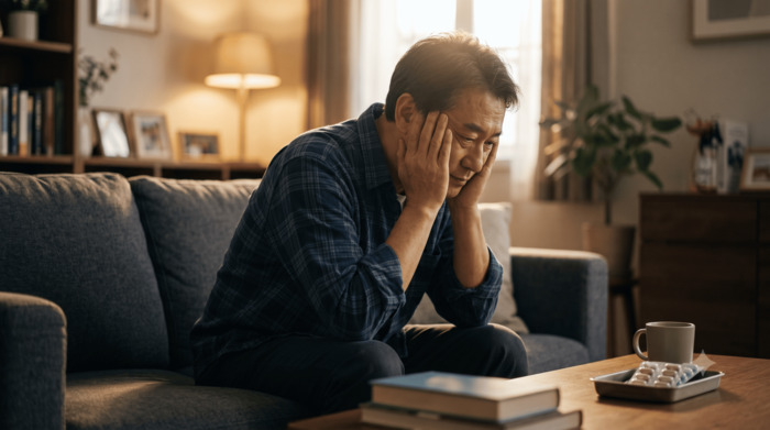 치매 환자 아내에게 화를 낸 후 반성하는 보호자