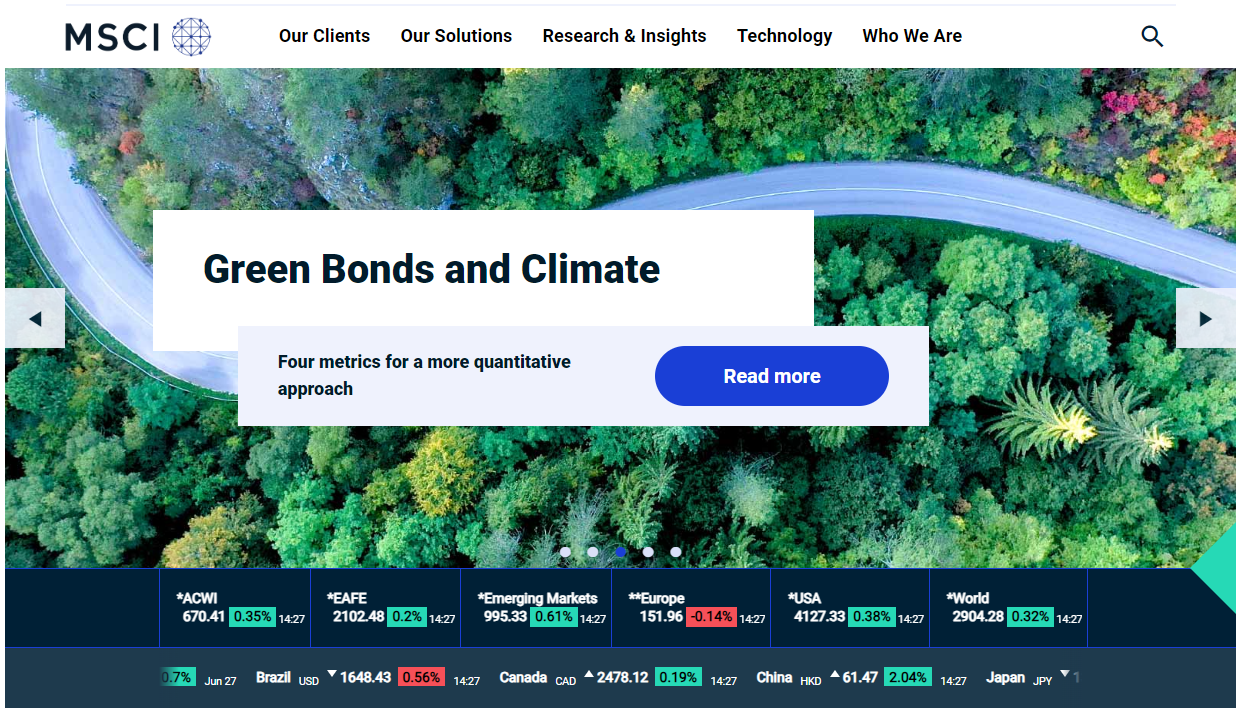 MSCI 홈페이지 화면