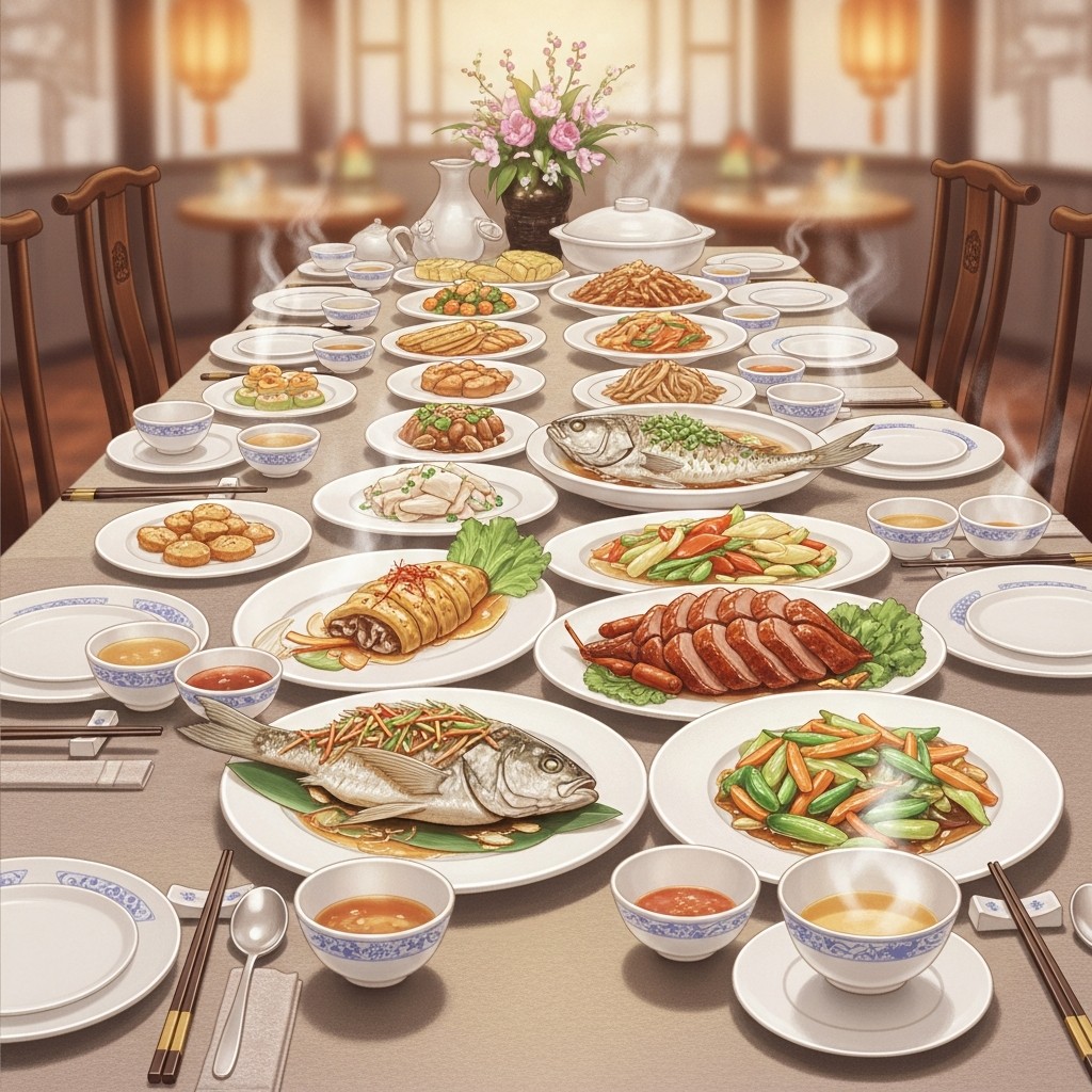 중국요리 코스별 식탁