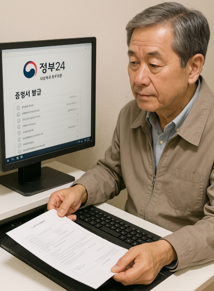 정부24에서 증명서 발급 받는 사진