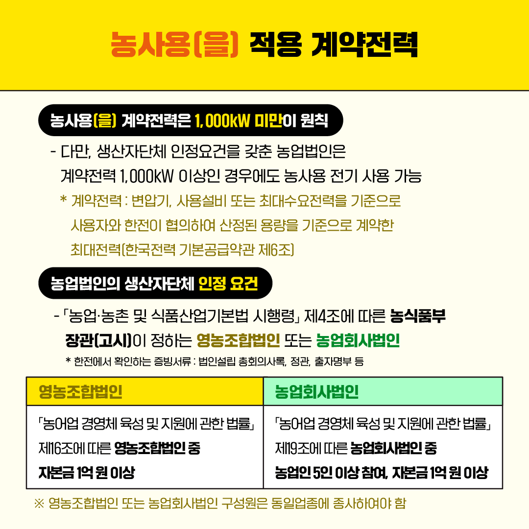 농사용전기 농업용 전력