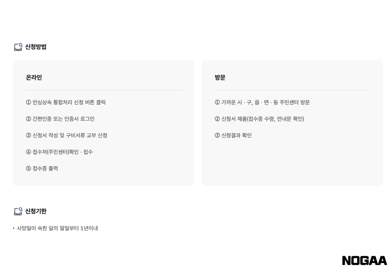 안심상속 - 원스톱 서비스 신청방법