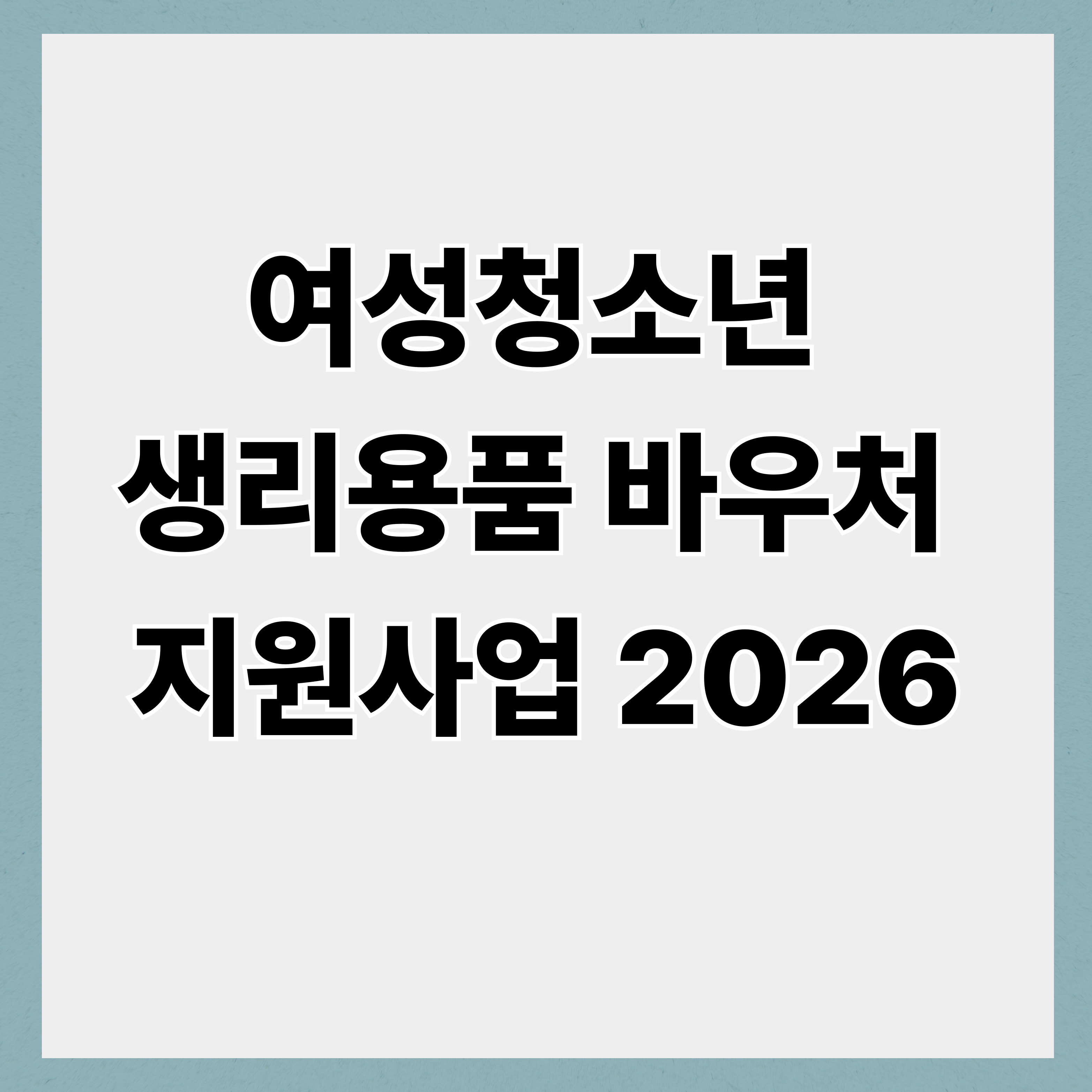 여성청소년 생리용품 바우처 지원사업 2026
