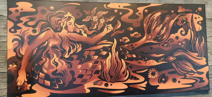 스타벅스 더북한강R점 1층 그림. 인어와 바다